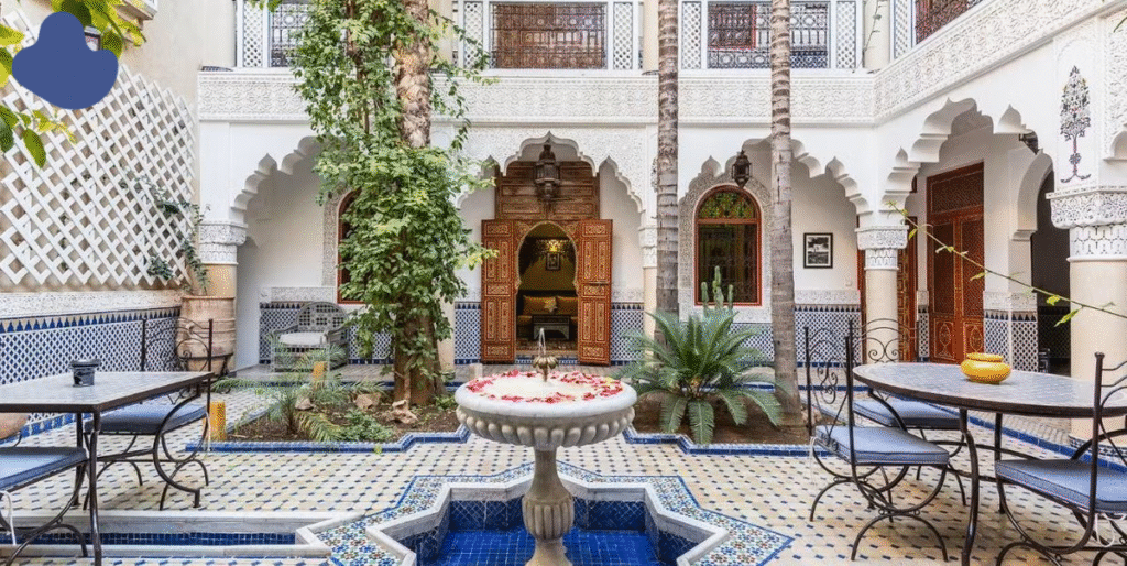Morocco riad accommodation Marrakech traditional bedroom
