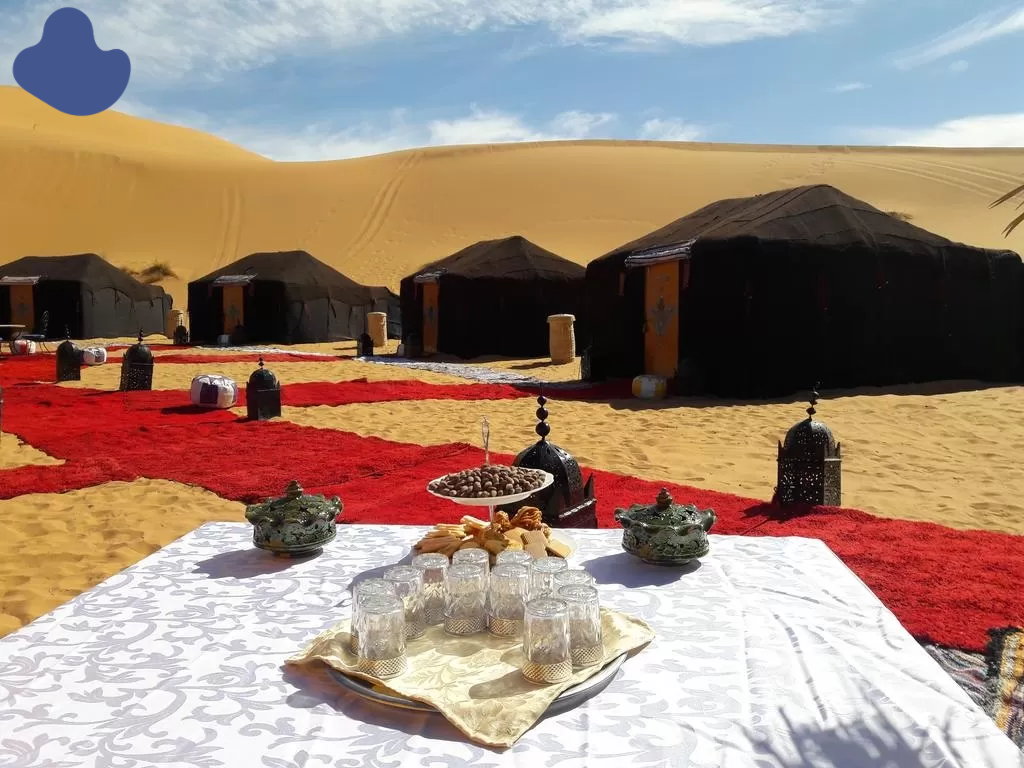 Sahara desert camping Morocco traditional Berber tent