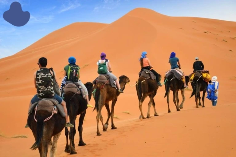 Camel trekking during the Best Time to Visit Morocco’s Sahara Desert
